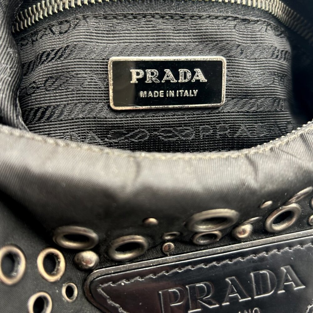 Prada Tessuto Nylon & Leather Bag with Grommet Embellishment - Picture 4 of 16
